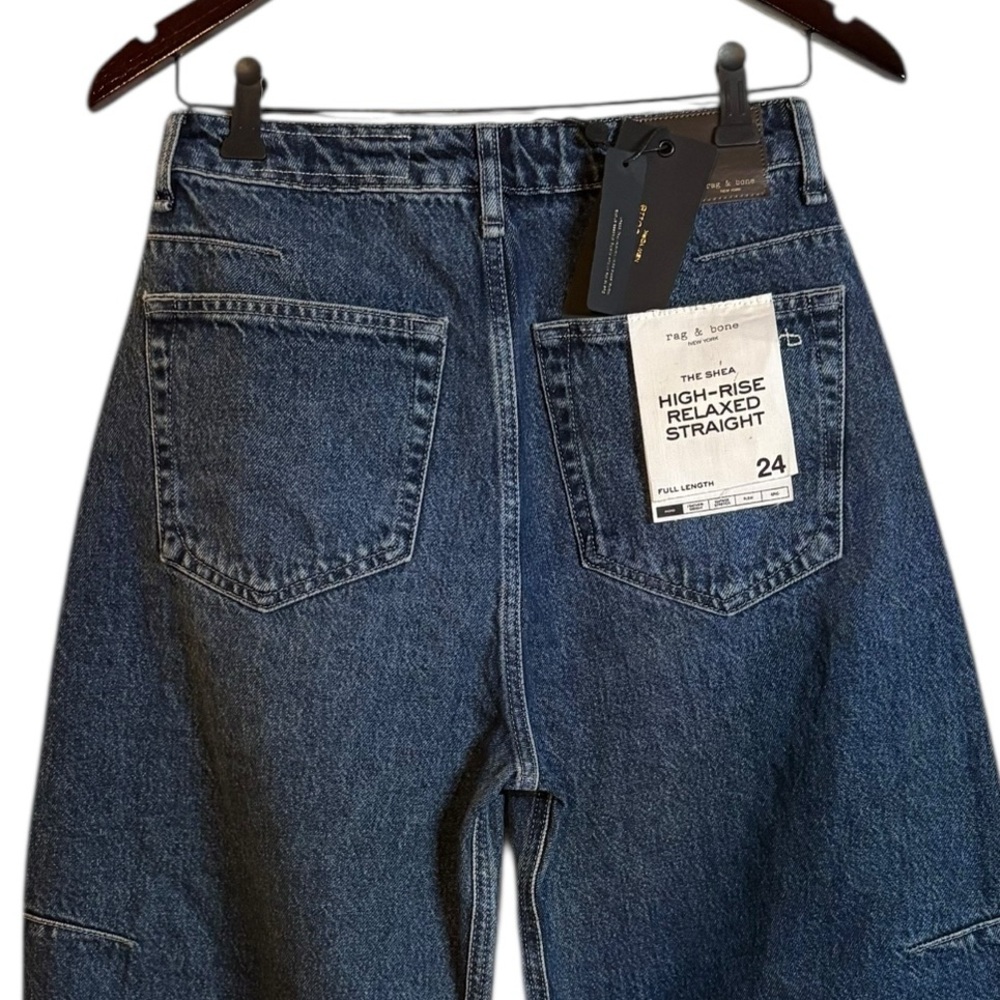 Rag & Bone Blue High-Rise Wide-Leg Jeans The Shea Barrel - Picture 10 of 10